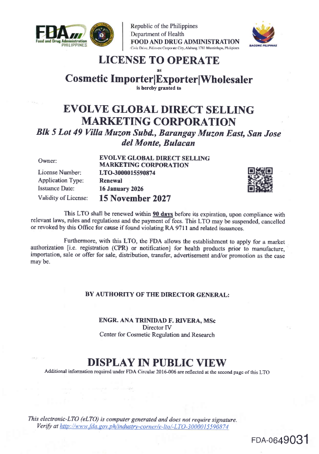 License to Operate - Cosmetics